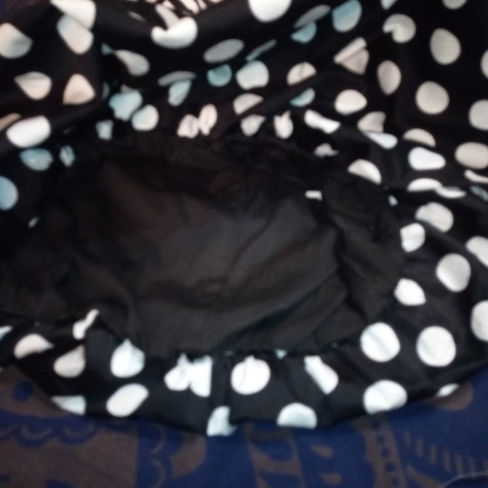 Y2K Strapless Sweetheart Black White Bubble Hem Dress Sz L - Picture 7 of 8